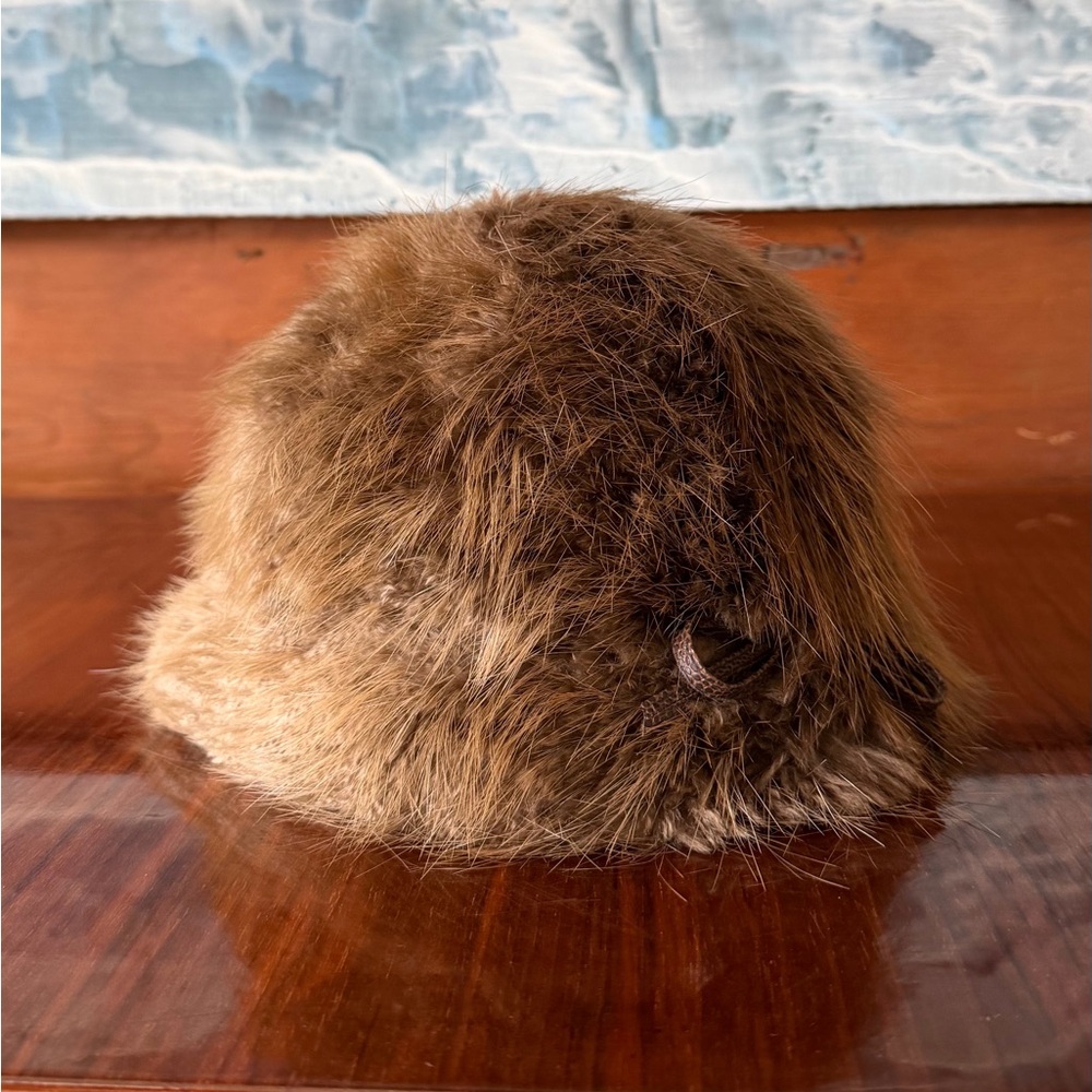 Real Fur Hat with Bow Accent